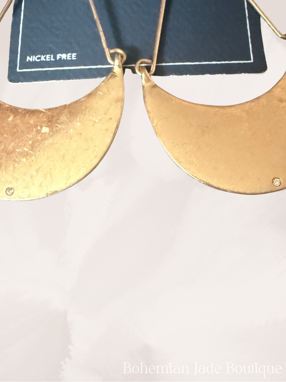 Melrose and Market Gold Tone Crescent Drop Earrings Rhinestone Nickel Free NWT - Picture 4 of 4